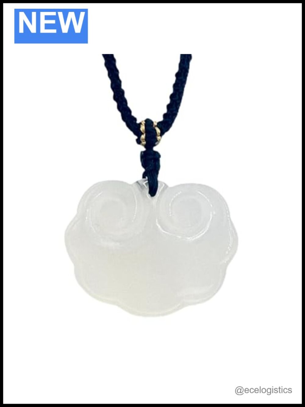 Hand-Carved Natural White Jade Necklace Cloud Pendant Charm Amulet